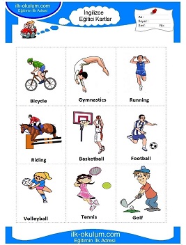 ingilizce Spor-Dalları flashcard-eğitici kartlar 